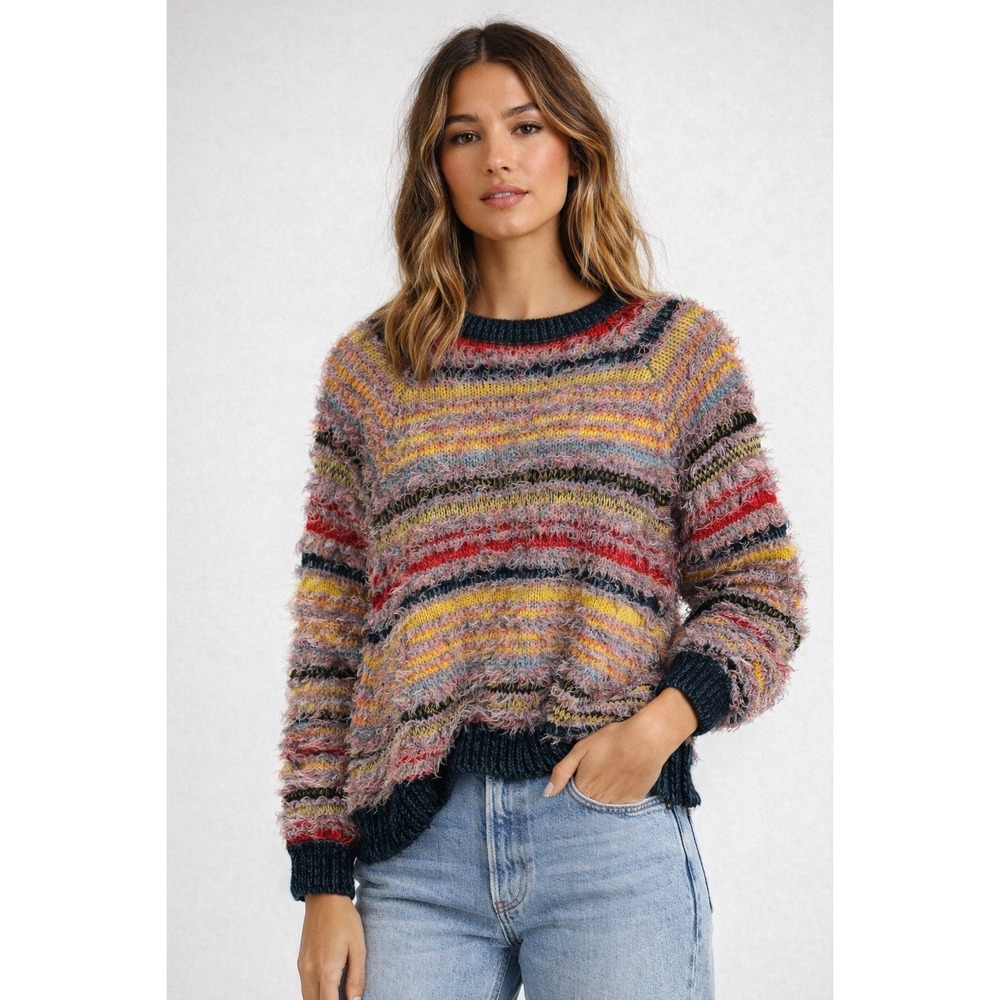 Urban Outfitters  Knit Striped Sweater Multicolor Crew Neck S Indie‎ Whimsical